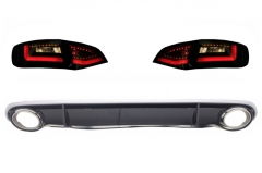 Difusor parachoques trasero deportivo + colas de escape + focoa traseros de LED para Audi A4 B8 Limousine Avant Pre Facelift (2007-2011) RS4 Lookstyle=