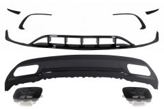 Difusor parachoques trasero deportivo + colas de escape + Splitters Fins Aero para Mercedes Clase A W176 (2015-2018) Sport Pack All Black