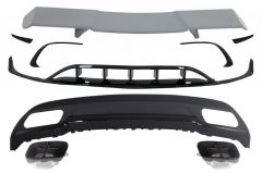 Difusor parachoques trasero deportivo + colas de escape + Splitters Fins Aero + Aleron para Mercedes Clase A W176 (2015-2018) Sport Pack All Black